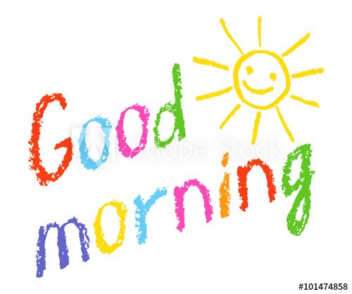 500x417 Good Morning Crayon Chalk Hand Lettering Handmade With Smiling Sun - Good Morning Drawing