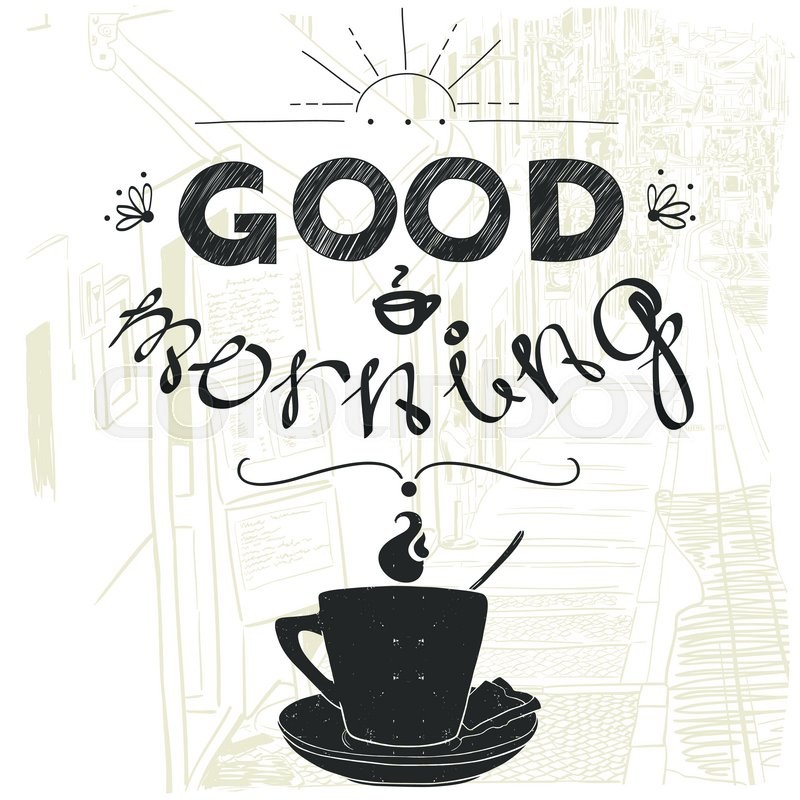 800x800 Black Hand Drawn Coffee Cup Silhouette Stock Vector Colourbox - Good Morning Drawing