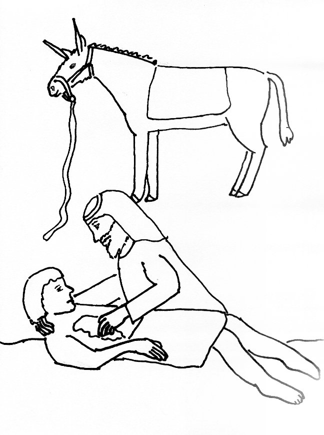 648x869 Bible Story Coloring - Good Samaritan Drawing