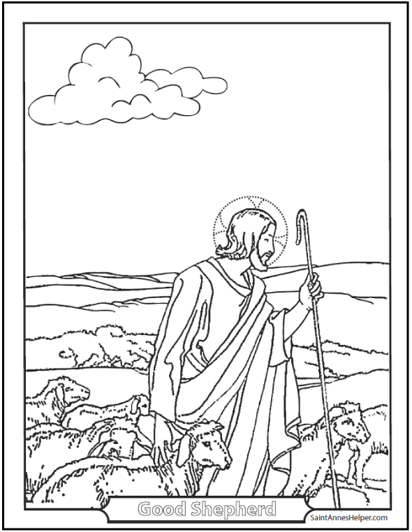 590x762 Shepherd Drawing Colour For Free Download - Good Shepherd Drawing
