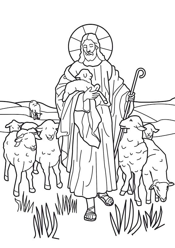566x800 Jesus The Good Shepherd Coloring Pages Psr Easter Coloring - Good Shepherd Drawing
