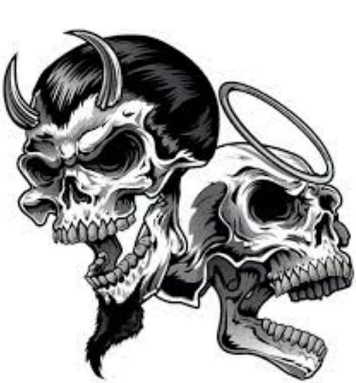 709x763 Good Vs Evil Skulls Drawing - Good Vs Evil Drawing