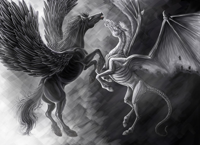 800x581 Pegasus Drawing Evil For Free Download - Good Vs Evil Drawing