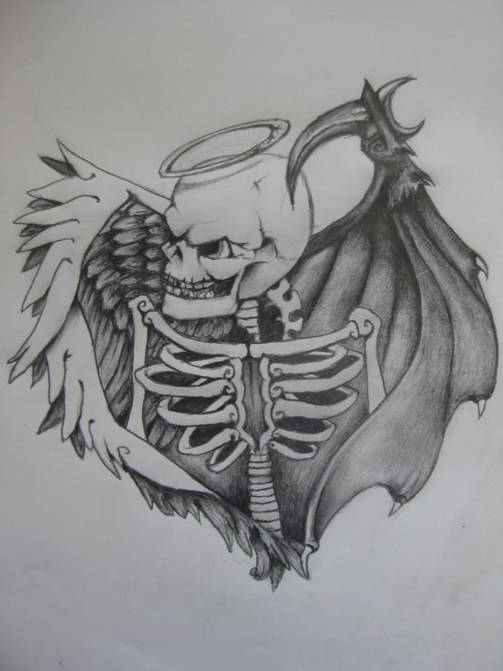 720x960 Skull And Bones Evil Tattoos - Good Vs Evil Drawing
