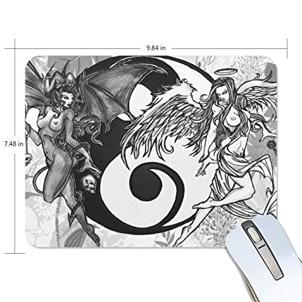 425x425 Mouse Pads, Good Vs Evil Yin Yang Angel Premium - Good Vs Evil Drawing