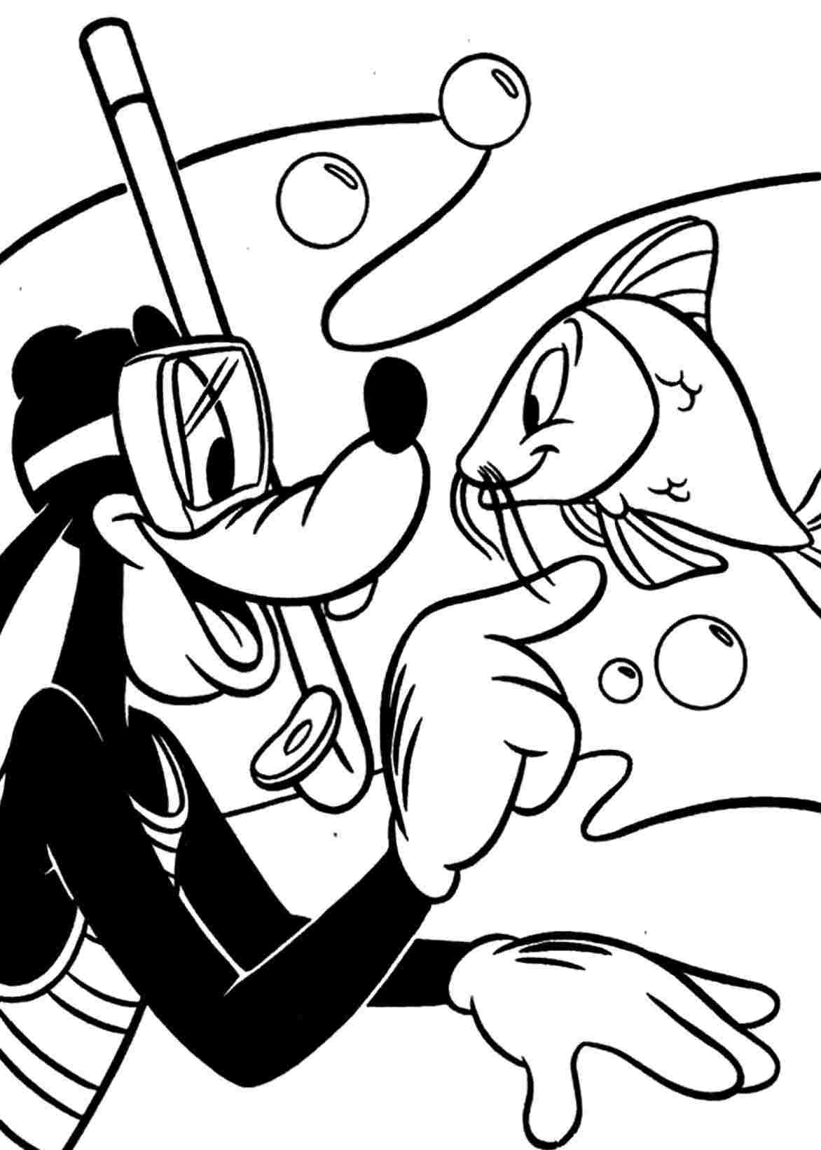 1172x1642 goofy goofy cartoon drawing and fish coloring pages for kids - Goofy Cartoon Drawing