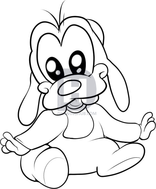 596x720 How To Draw Baby Goofy, Step - Goofy Drawing