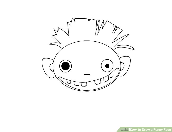 728x558 How To Draw A Funny Face Steps - Goofy Face Drawing