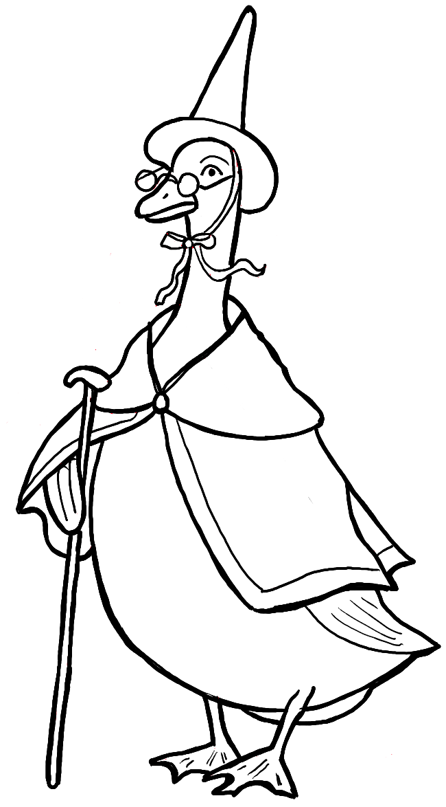 650x1174 how to draw mother goose with easy step - Goose Drawing