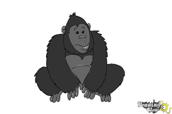 600x400 How To Draw A Gorilla For Kids - Gorilla Cartoon Drawing