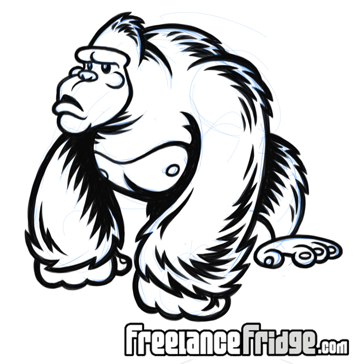 700x715 Retro Style Gorilla Cartoon Freelance Fridge Illustration - Gorilla Cartoon Drawing