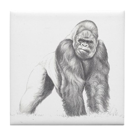 460x460 Gorilla Pencil Drawings Coasters - Gorilla Drawing
