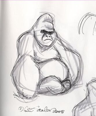 332x400 Gorilla Sketch - Gorilla Drawing