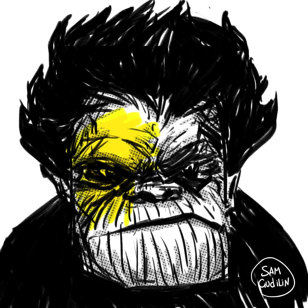 1000x1000 Gorilla Head Drawing - Gorilla Head Drawing