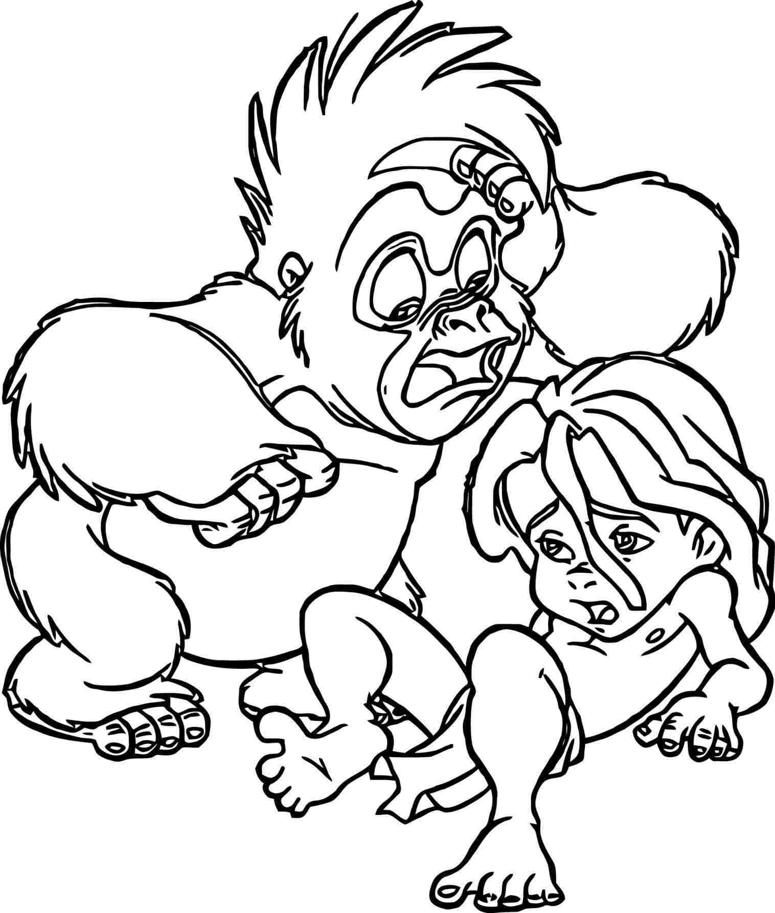 1516x1787 Gorilla Drawing For Kids - Gorilla Line Drawing