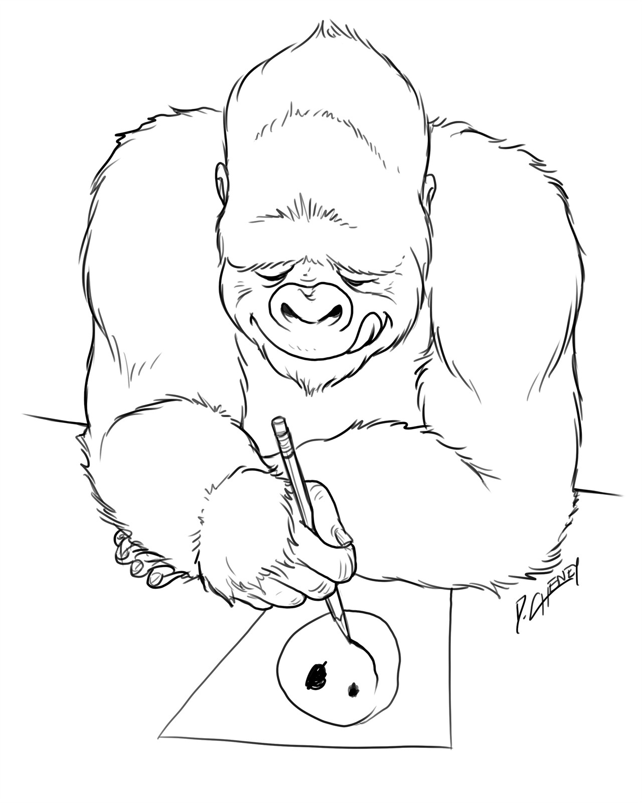 Поэтапное рисование гориллы