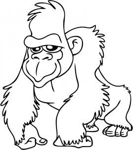 269x302 How To Draw Gorilla - Gorilla Line Drawing