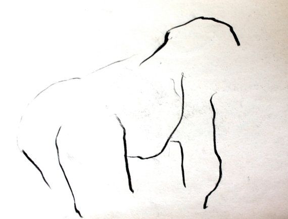 570x433 Simple Line Drawing Black And White Art Monkey Gorilla - Gorilla Line Drawing