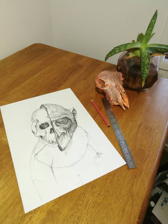 570x760 Items Similar To Contemporary Gorilla Skull Drawing On Etsy - Gorilla Skull Drawing