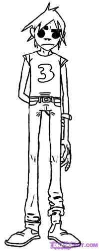 199x500 how to draw from gorillaz, step - Gorillaz Drawing