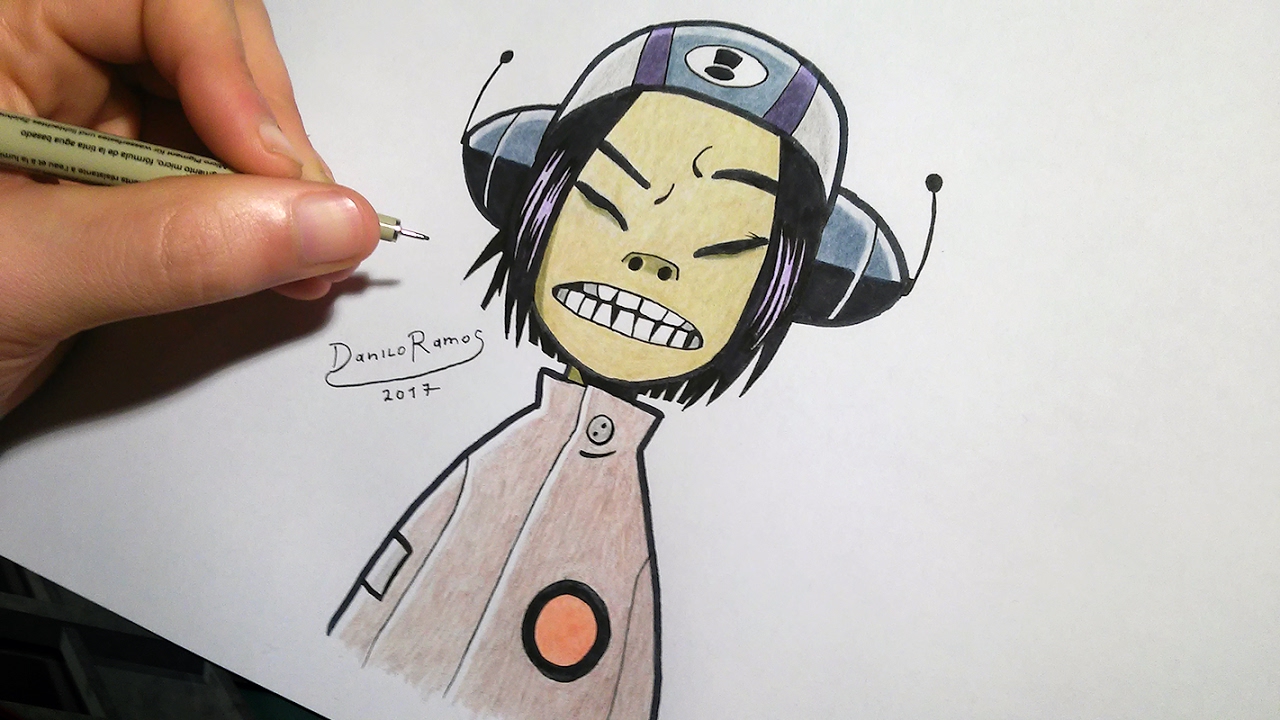1280x720 how to draw noodle from gorillaz speed drawing - Gorillaz Drawing