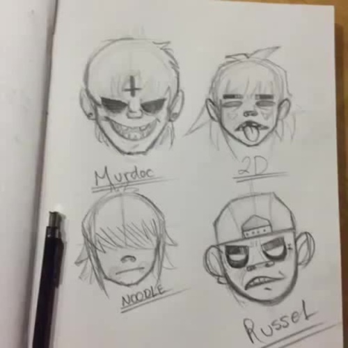 500x500 the gorillaz sketches - Gorillaz Drawing
