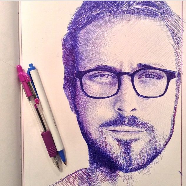 632x632 Ryan Gosling Ballpoint Pen Art Amino - Gosling Drawing