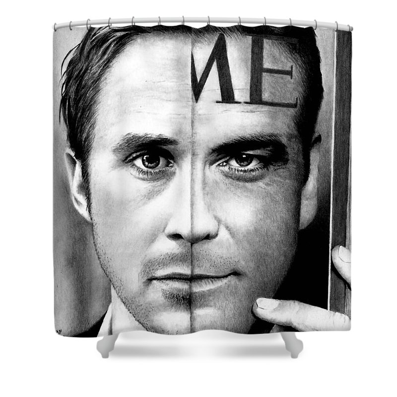 800x800 Ryan Gosling And George Clooney Shower Curtain For Sale - Gosling Drawing