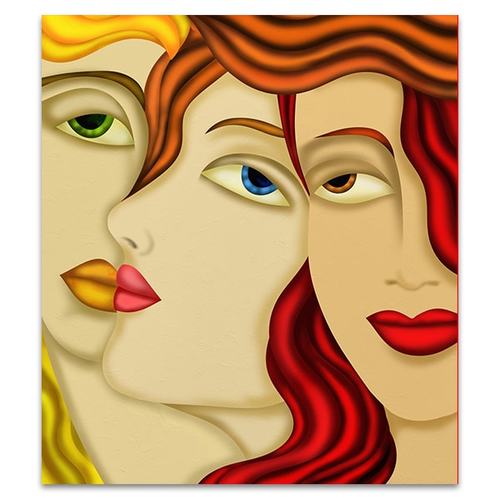 500x500 Gossip Wall Art Print In Drawing Of Women For Sale - Gossip Drawing