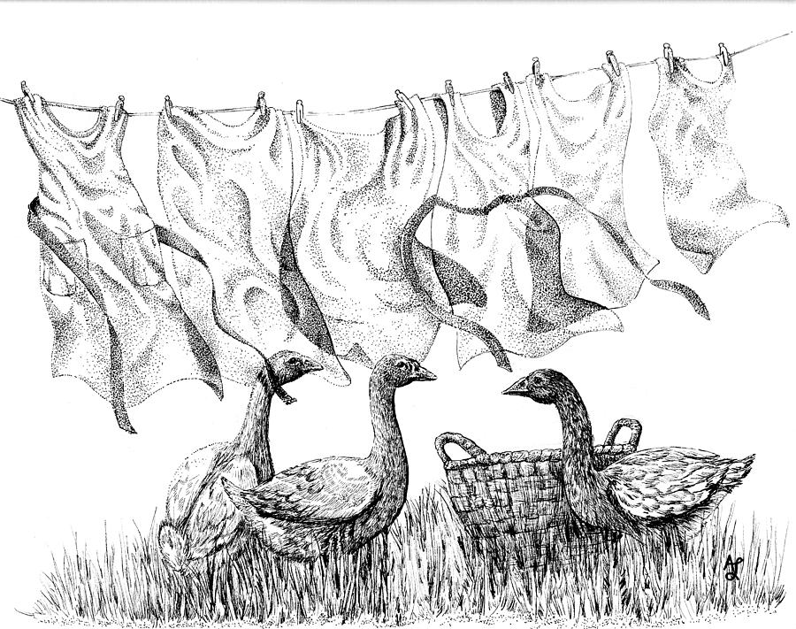 900x711 Wash Day Gossip Drawing - Gossip Drawing