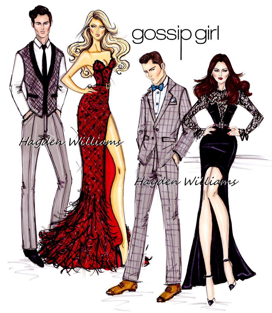 890x1024 hayden williams fashion illustrations gossip girl - Gossip Girl Drawing