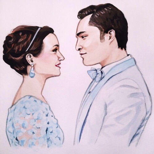 500x500 Drawing Chuck And Blair Discovered - Gossip Girl Drawing