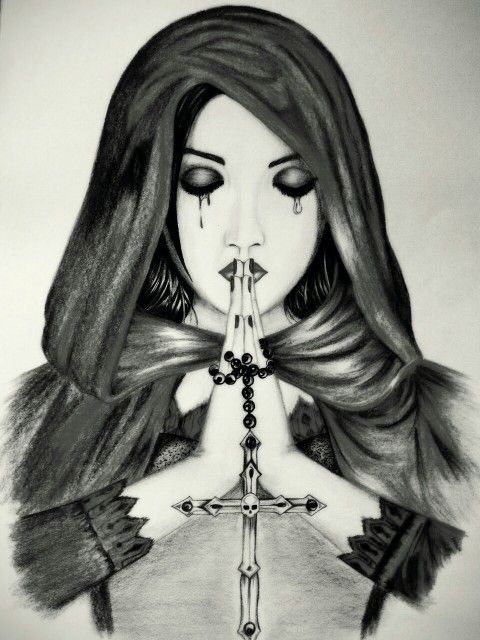 480x640 Gothic Girl Drawing Picture Drawing Skill - Goth Girl Drawing