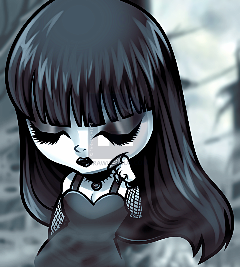 813x902 how to draw a chibi goth girl, step - Goth Girl Drawing