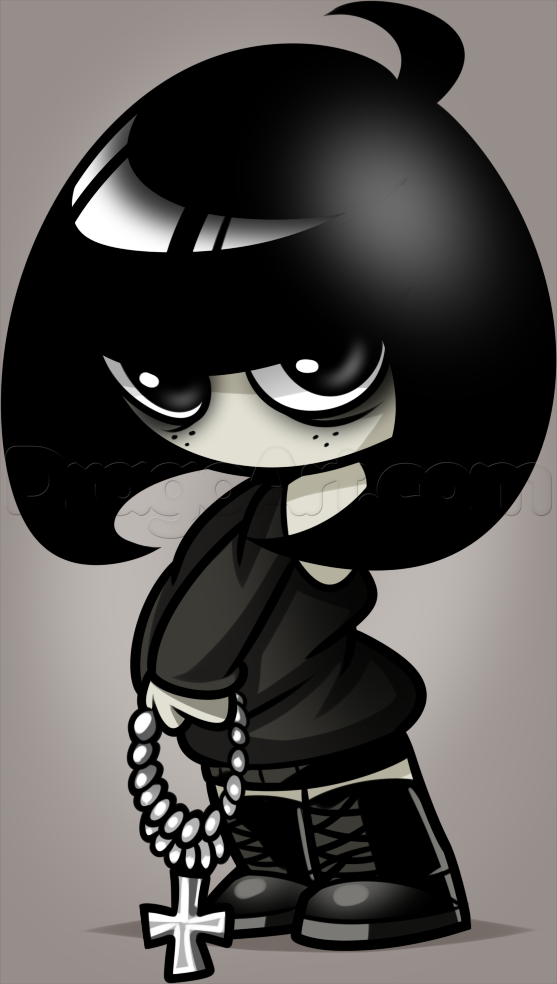 557x984 how to draw a gothic girl pastel goth chibi - Goth Girl Drawing