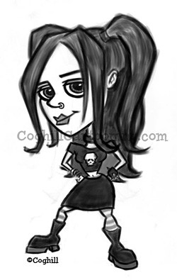 250x395 goth girl cartoon character sketch sketchdrawing - Goth Girl Drawing