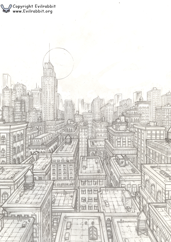 Cityscape Drawing Landscape For Free Download - Gotham City Drawing Easy. 