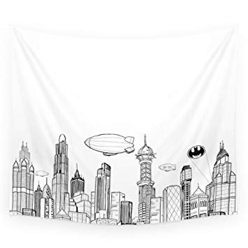 355x355 Drawn Skyline Gotham City - Gotham City Skyline Drawing