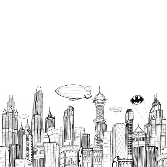 550x550 Gotham City Skyline Comforters - Gotham City Skyline Drawing