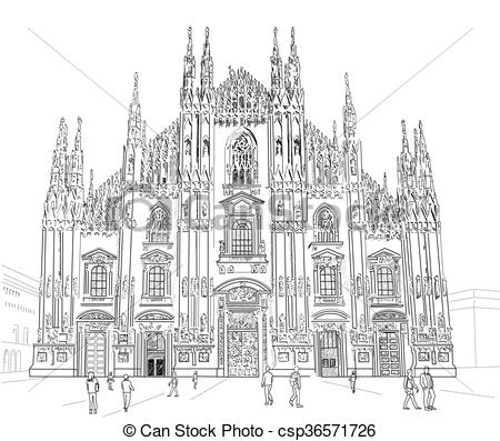 450x397 sketch milan cathedral milan cathedral gothic architecture - Gothic Art Drawings