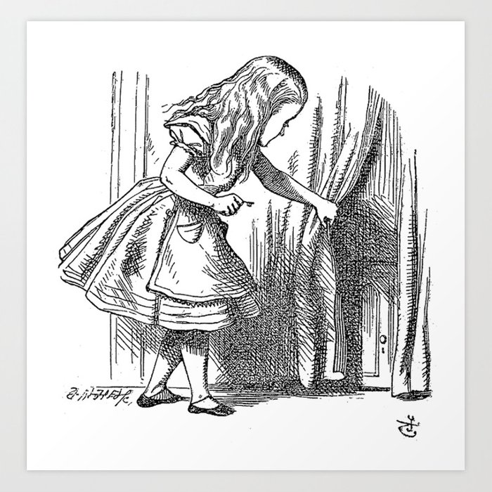 700x700 Vintage Alice In Wonderland 'looking For The Door' Antique Book - Gothic Art Drawings