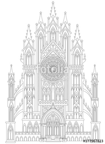 365x500 fantasy drawing of medieval gothic castle black and white - Gothic Castle Drawing