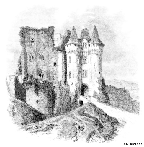 488x500 gothic castle - Gothic Castle Drawing