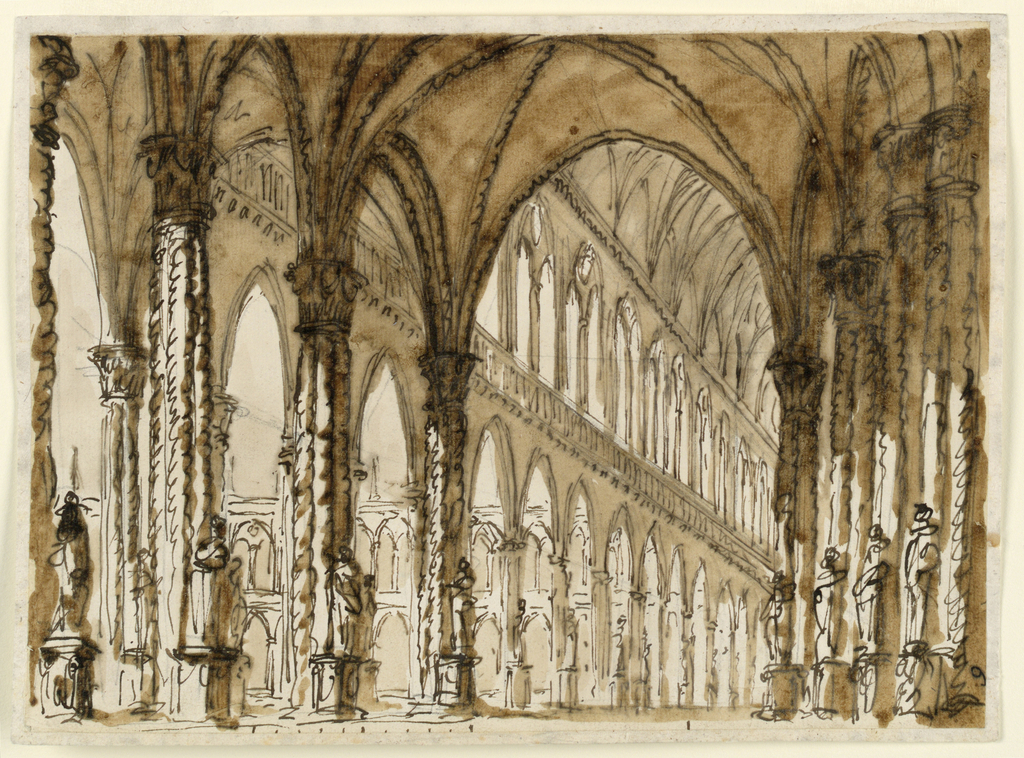 1024x758 drawing, interior of gothic cathedral objects collection - Gothic Cathedral Drawing