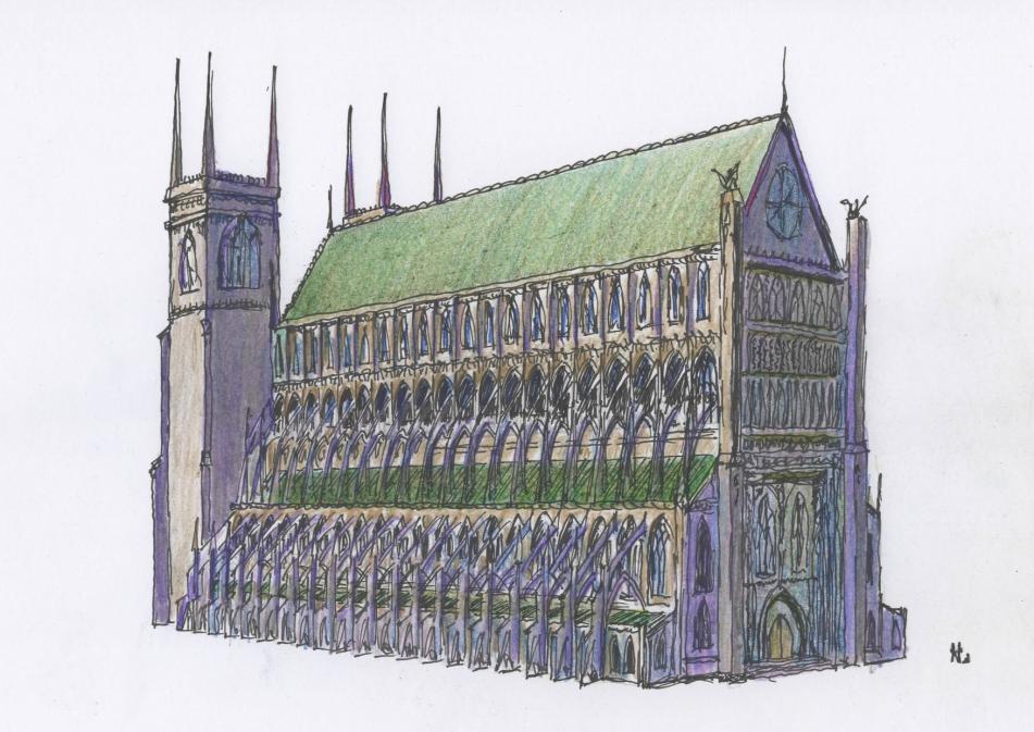 951x673 gothic cathedral - Gothic Cathedral Drawing