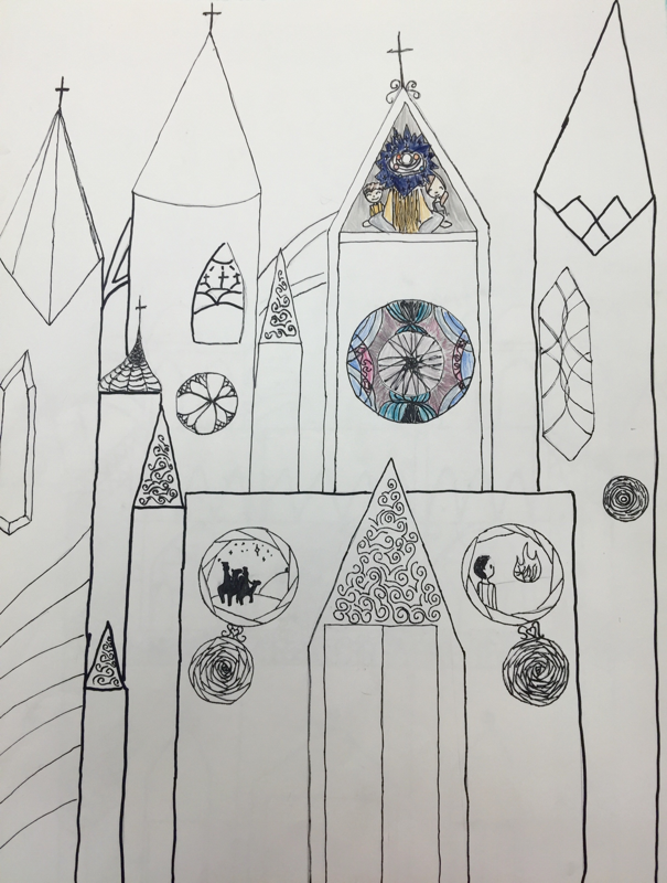 605x800 gothic cathedral drawings - Gothic Cathedral Drawing