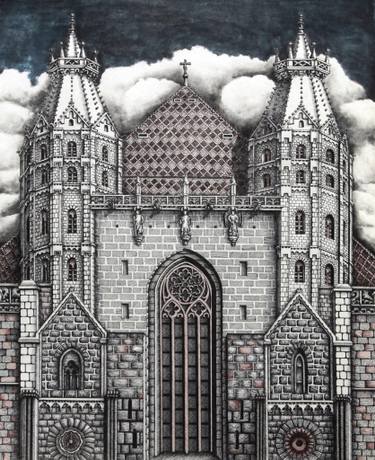 375x460 St Stephen's Cathedral Drawing - Gothic Cathedral Drawing