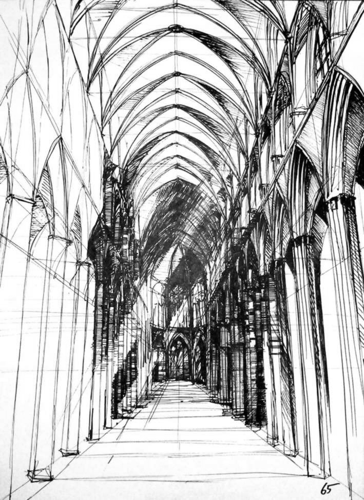 709x974 Section Drawing Cathedral For Free Download - Gothic Cathedral Drawing