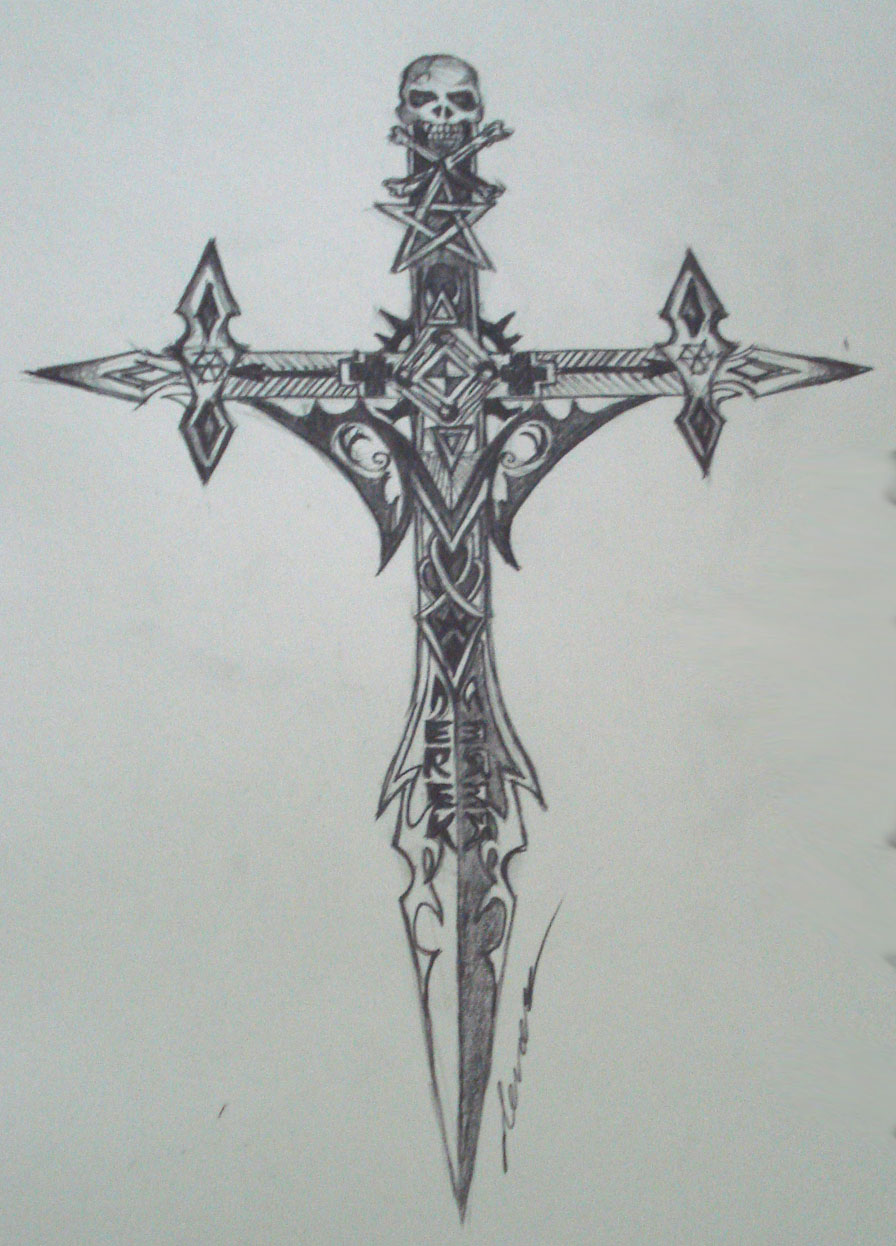 896x1246 crucifix drawing gothic cross for free download - Gothic Cross Drawings