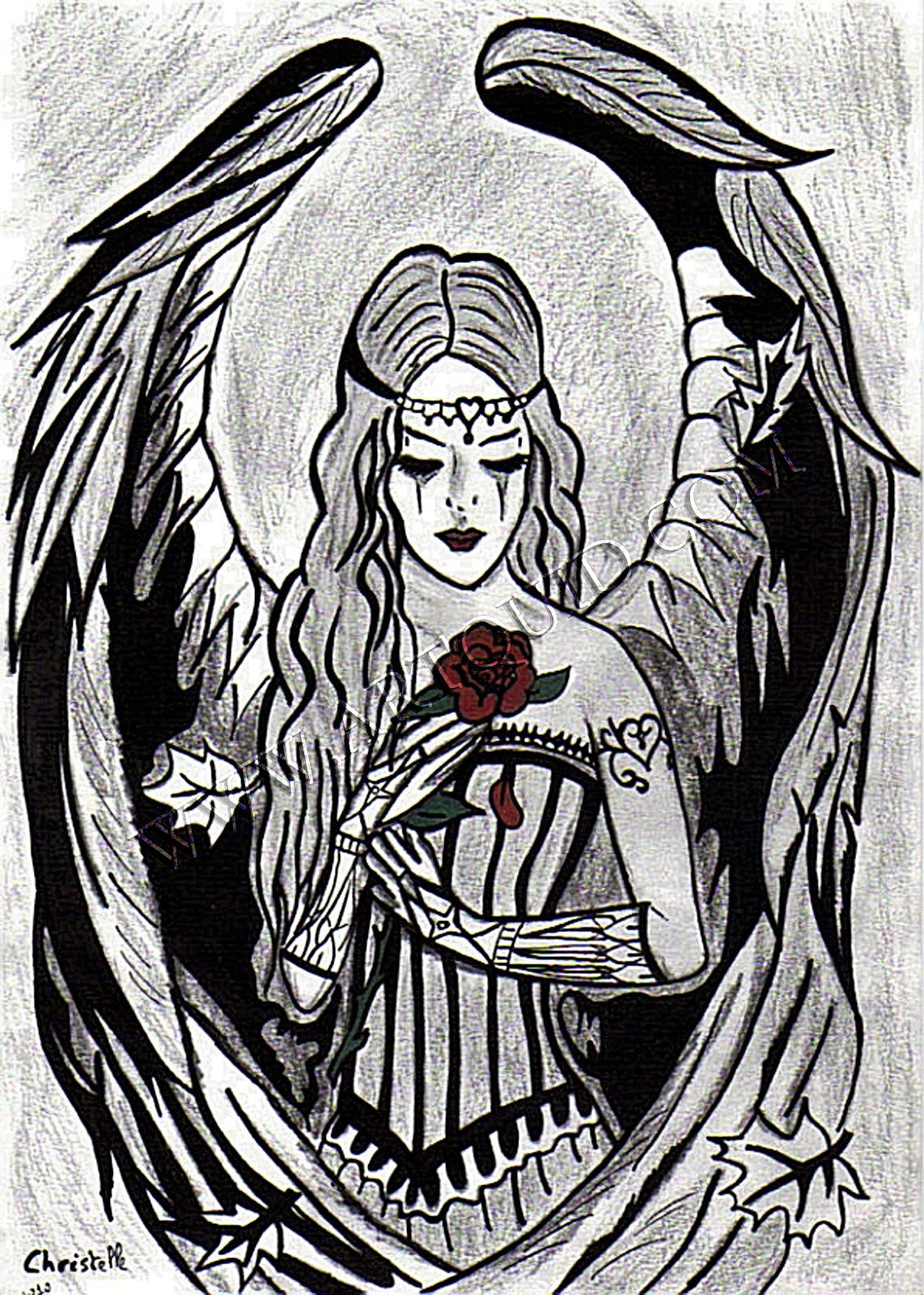 1142x1600 Gothic Angel Drawings Drawings, Angel Rose Gothic - Gothic Drawings